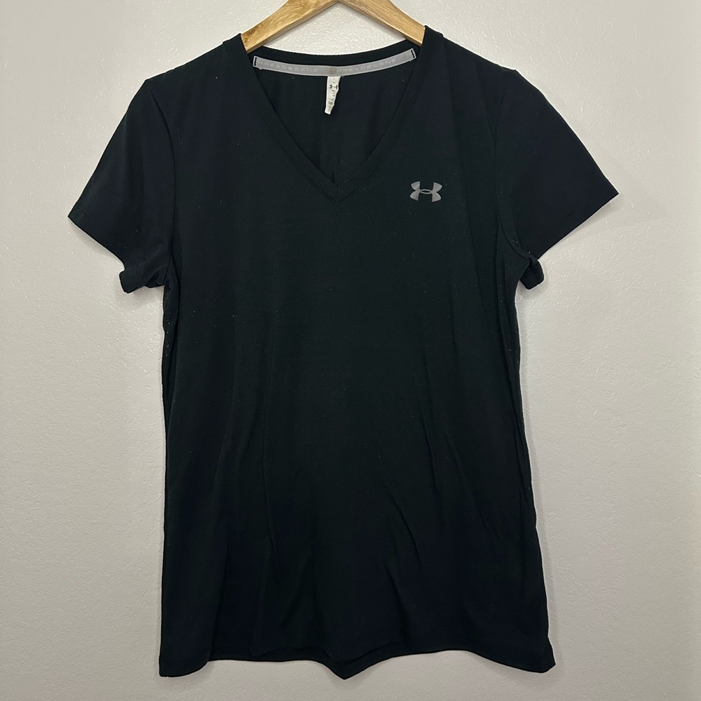 Under Armour Threadborne Heat Gear Women’s Short Sleeve T-Shirt Black Sz M